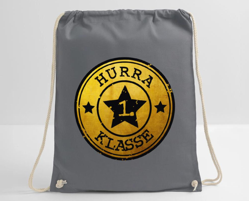 Turnbeutel - Emblem - gold schwarz - Stern - Vintage-Stil - Hurra 1. Klasse