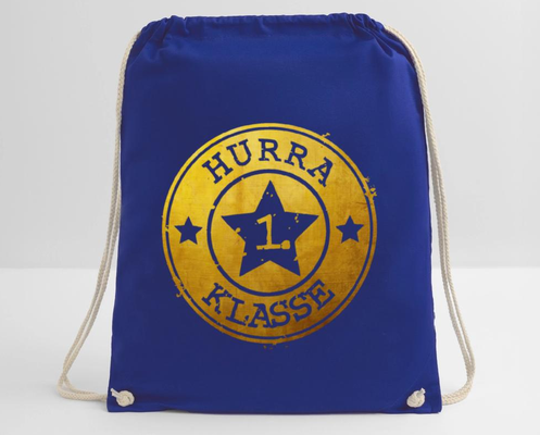 Turnbeutel - Goldenes Emblem Stern - Vintage-Stil - Hurra 1. Klasse