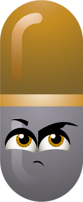 médicament gélule - médecine - sciences et techniques - smiley émoticône émoji cartoon clipart illustration - artémotic