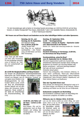 Flyer zum Rahmenprogramm der Burg