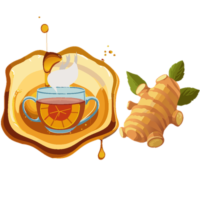 Dessin graphique d'une infusion de Miel de Manuka de Nouvelle-Zélande et Gingembre 