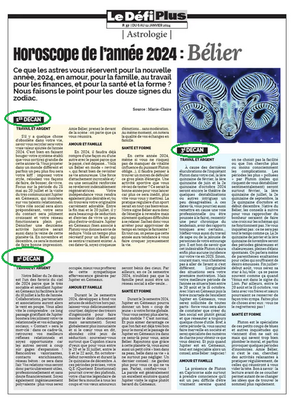Presse magazine, horoscope qui mentionne chaque décan