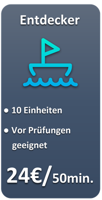 Entdecker-Paket Smart Education, 10 Nachhilfe Einheiten, Vor Prüfungen geeignet, 24€/50 min.