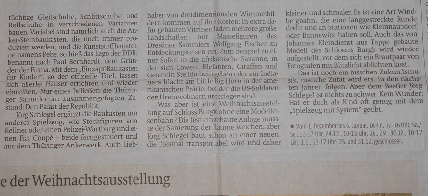 Artikel in der Sächsischen Zeitung-Ausgabe Freital