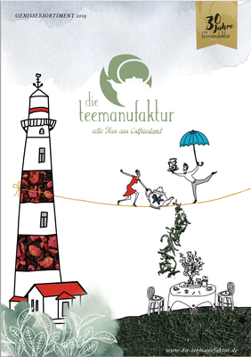 Kunde: Die Teemanufaktur | Skills: Idee, Konzept, Grafik, Layout, Illustration Cover Magazin 2018/2019 vorne. 