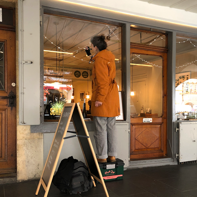 Winter-Kreidefenster für Restaurant Eintracht