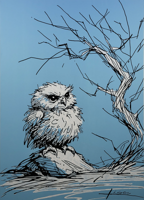 Gemälde BIG OWL IS WATCHING YOU von Martin Lingens