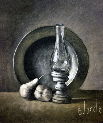 Eduardo Sordo (Naturaleza muerta, pastel 65 x 50 cm)