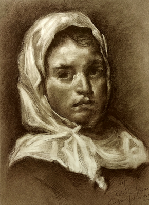 Pepa López (Copia de Velázquez, sepia 65 x 50 cm)