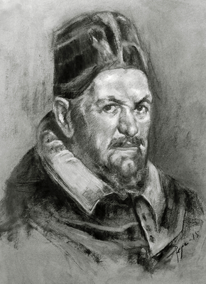 Pepa López (Copia de Velázquez, carboncillo 65 x 50 cm)