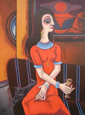 Sitzende in Rot  1998  85 x 115