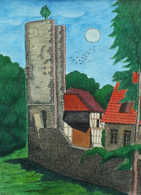 Einbecker Storchenturm  1998  34 x 46 ( Aquarell )