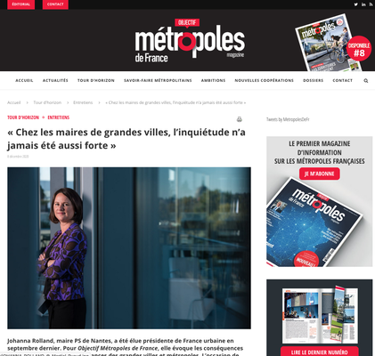 Johanna Rolland, maire de Nantes et présidente de Nantes Métropole