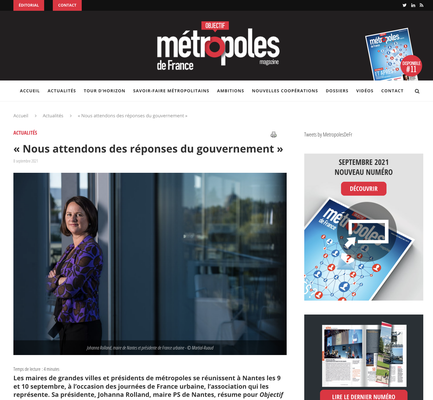 Johanna Rolland, maire de Nantes et présidente de Nantes Métropole