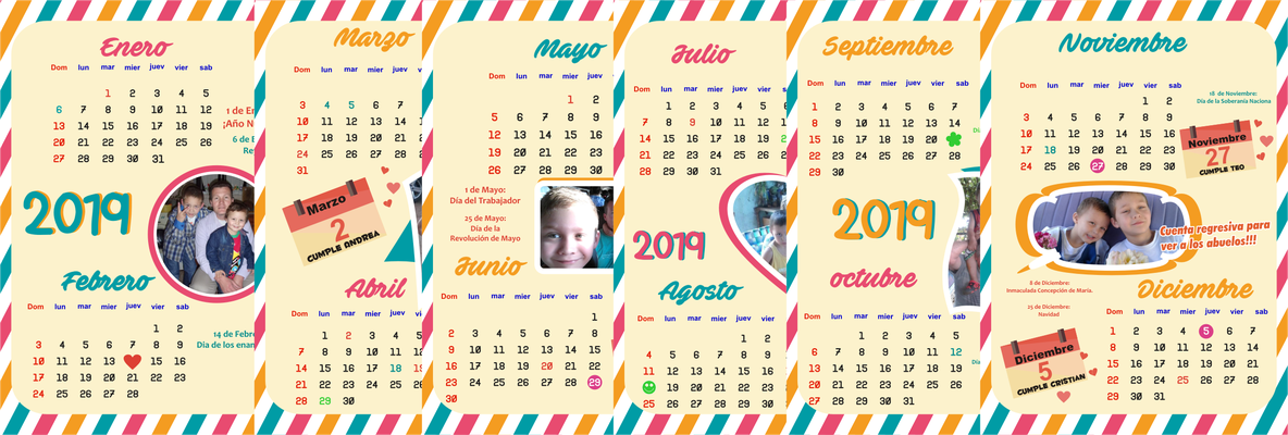 Calendario para colgar extra grande tamaño 30x21 (hoja A4)