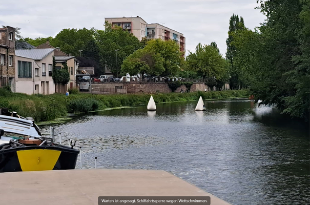 unerwartete Schifffahrtssperre in Saargemünd (© 23.08.2025 Andy R.)