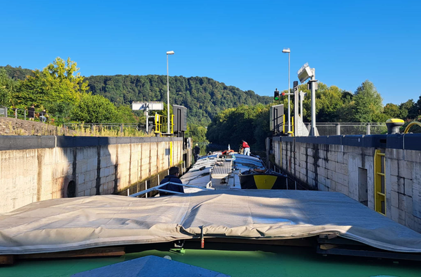 Ausfahrt aus der Schleuse Güdingen (© 24.08.2025 Andy R.)