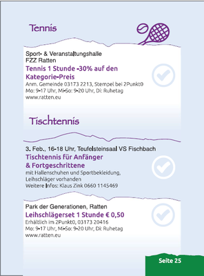 Programm Tischtennis