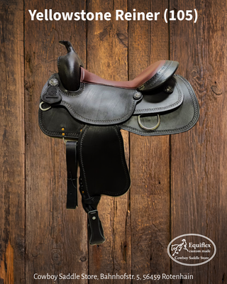 Lederfarbe Schwarz, Sitzleder Glattleder Bordeaux, Conchos Jeremiah Watt Silber, Punzierung Bordertooling einfach "N"