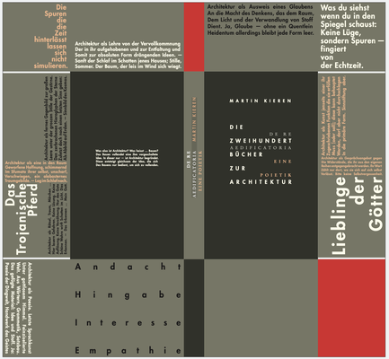 Martin Kieren: Die zweihundert Bücher zur Architektur. De Re Aedificatoria — Eine Poietik / hier: gefalteter Schutzumschlag/ Umschlagseite