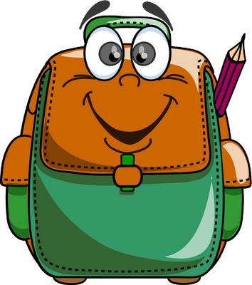 cartable - fourniture scolaire - éducation - smiley émoticône émoji cartoon clipart illustration - artémotic