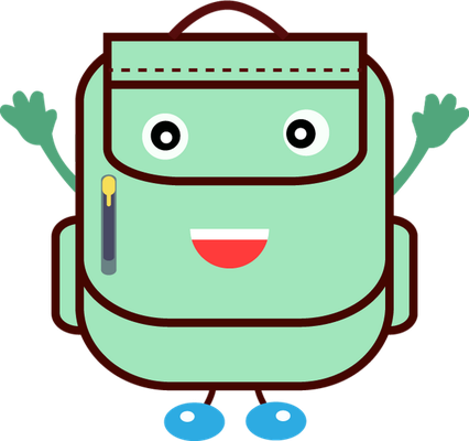 cartable - fourniture scolaire - éducation - smiley émoticône émoji cartoon clipart illustration - artémotic