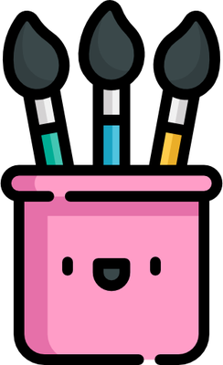 peinture - fourniture scolaire - éducation - smiley émoticône émoji cartoon clipart illustration - artémotic