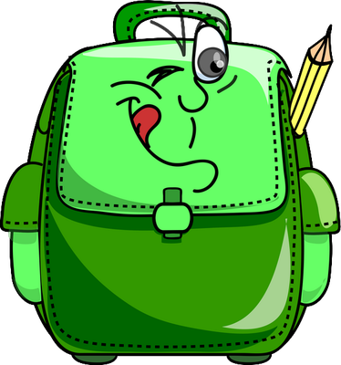 cartable - fourniture scolaire - éducation - smiley émoticône émoji cartoon clipart illustration - artémotic
