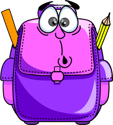 cartable - fourniture scolaire - éducation - smiley émoticône émoji cartoon clipart illustration - artémotic