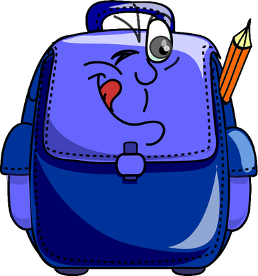 cartable - fourniture scolaire - éducation - smiley émoticône émoji cartoon clipart illustration - artémotic