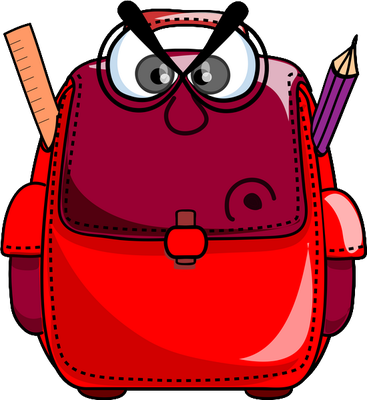 cartable - fourniture scolaire - éducation - smiley émoticône émoji cartoon clipart illustration - artémotic