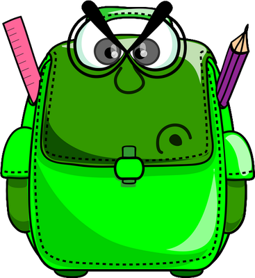 cartable - fourniture scolaire - éducation - smiley émoticône émoji cartoon clipart illustration - artémotic