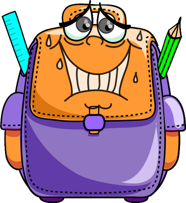cartable - fourniture scolaire - éducation - smiley émoticône émoji cartoon clipart illustration - artémotic