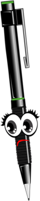 stylo - fourniture scolaire - éducation - smiley émoticône émoji cartoon clipart illustration - artémotic