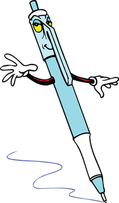 stylo - fourniture scolaire - éducation - smiley émoticône émoji cartoon clipart illustration - artémotic