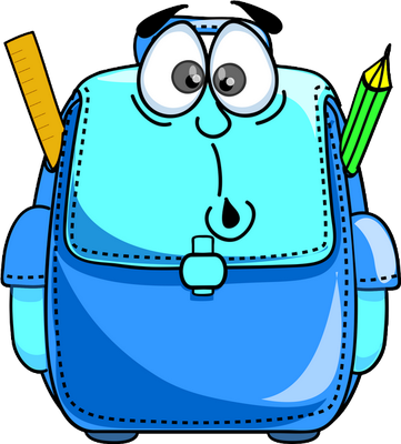 cartable - fourniture scolaire - éducation - smiley émoticône émoji cartoon clipart illustration - artémotic