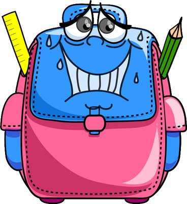 cartable - fourniture scolaire - éducation - smiley émoticône émoji cartoon clipart illustration - artémotic