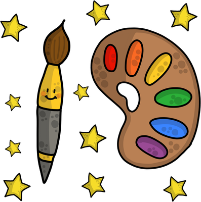 peinture - fourniture scolaire - éducation - smiley émoticône émoji cartoon clipart illustration - artémotic