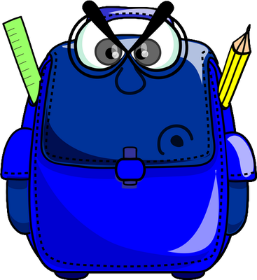 cartable - fourniture scolaire - éducation - smiley émoticône émoji cartoon clipart illustration - artémotic
