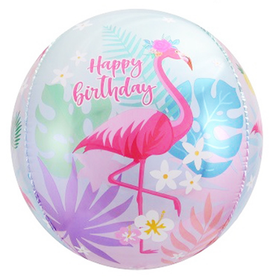 3D сфера диаметр 40 см "С днем рождения!" Фламинго воздух 200 р., гелий 425 р.
