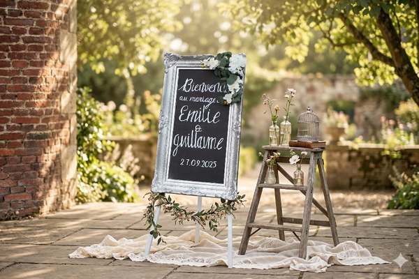 cadre ancien ardoise de bienvenue pour mariage et réception