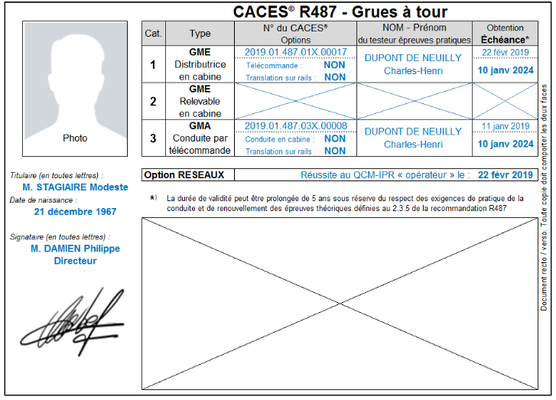FRANCE CACES Certificat d'Aptitude à la Conduite En Sécurité