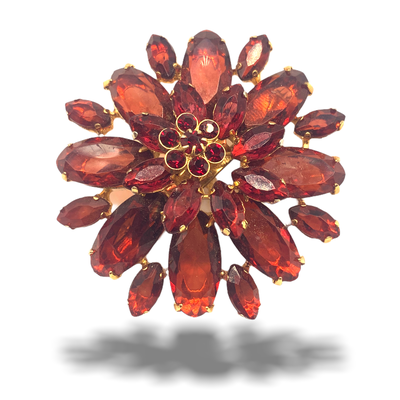 1950 spilla unfoiled pietre rosso vino -art.469-