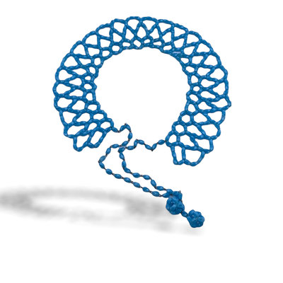 1930 rara BEADED SHAWL COLLAR perle di vetro in  irridescente turchese -art.702-