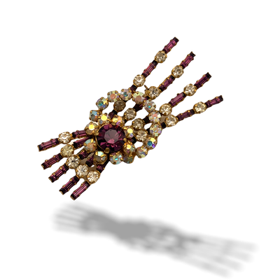 Late 1950s dazzling Spray Brooch/Pin - beautiful Austrian top quality purple and AB rhinestones brooch -- art.301/4