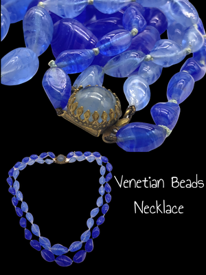 1950s Venetian two strands in Violet double tones glass bead necklace - transparencies & fanciful beads - Art.855/4