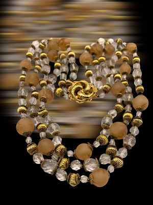 Vintage Three Strand fresh transparency with lots of gold and a touch of beige/brown - circa 1950s/1960s Necklace - Art.906/5