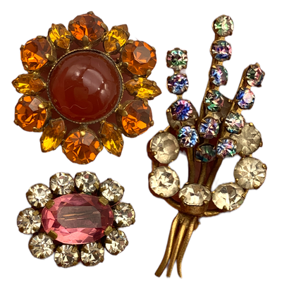 Vintage European treasury Art Glass Brooches - Ancient petite brooches,high quality - little treasures for collection -Art.699/4
