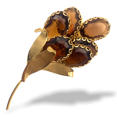 Pompous cluster of oval stones topaz floral bouquet high end designer brooch - generous spark & exaggerated elegance - art.717/4