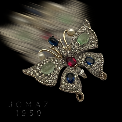 Very Rare Vintage JOMAZ Crystal Diamantè and Quality stones Butterfly Brooch Pin, numbered brooch -art.401/6